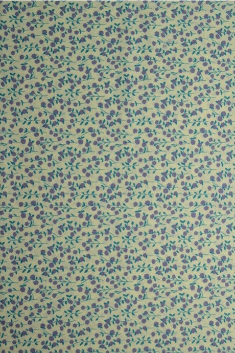 GRÅ BOMULDSPOPLIN MED DITSY BLOMSTERPRINT – BLÅ & GUL