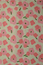 CREME BOMULDSPOPLIN MED VALMUEPRINT – PINK & GRØN