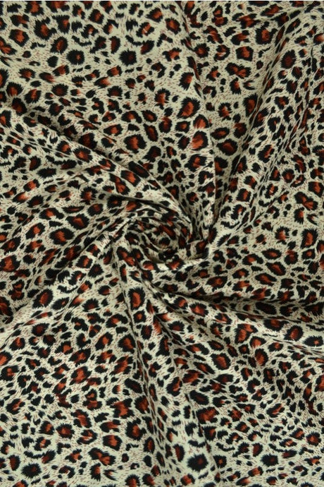 CREME BOMULDSPOPLIN MED LEOPARDPRINT – SORT & BRUN