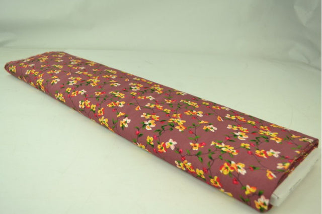 BORDEAUX BOMULDSPOPLIN MED MULTIFARVET DITSY BLOMSTERPRINT