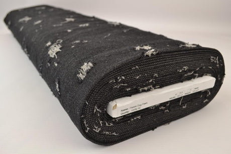 SORT DENIM STOF MED VASKET SLIDT OVERFLADE – METERVARE TIL BUKSER & JAKKER