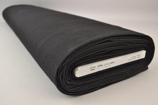 MØRK ANTRACIT UVASKET DENIM MED STRÆK – 300 G/M²