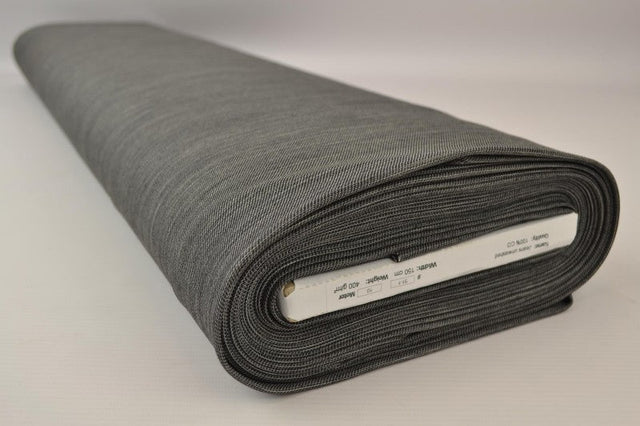 KOLD MELLEMGRÅ UVASKET DENIM MED STRÆK – 300 G/M²