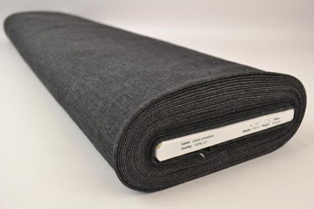 KOKSGRÅ UVASKET DENIM MED STRÆK – 370 G/M²