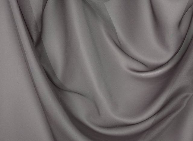 Chic chiffon stof til gardiner — musegrå, stofprøve
