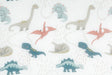 Børnevoile med dinosaur-motiv — råhvid, stofprøve