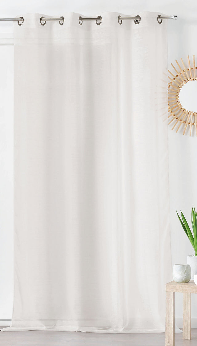 Silkeblød semi-transparent gardinvoile — ecru, syet som færdigt gardin