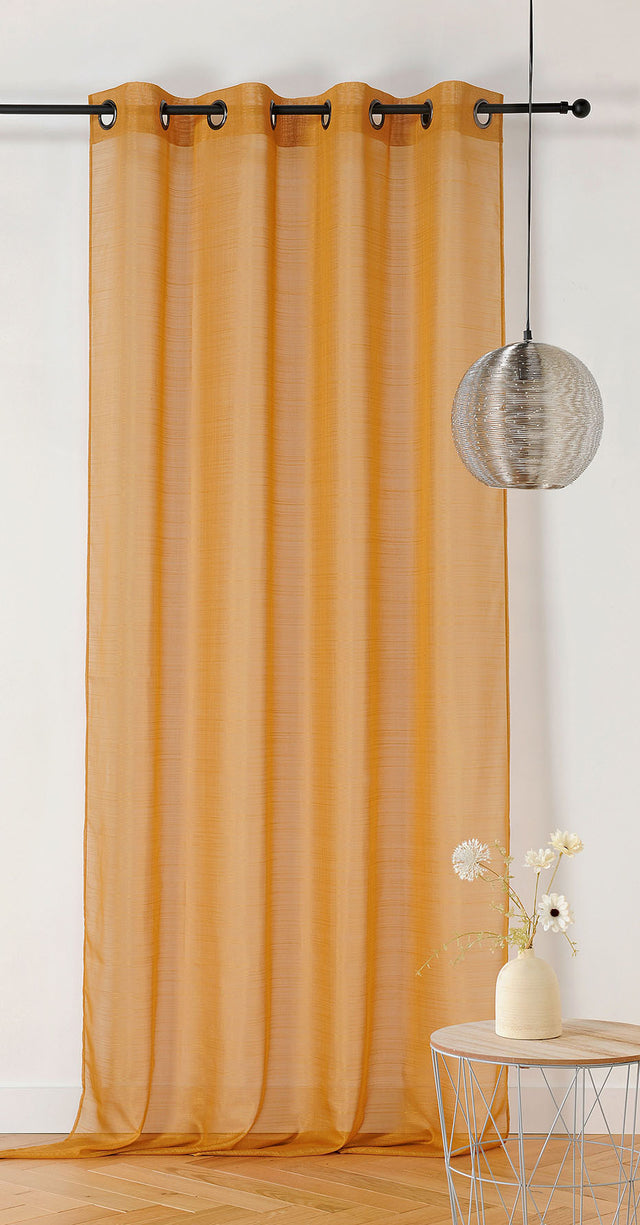 Silkeblød semi-transparent gardinvoile — sennepsgul, syet som færdigt gardin