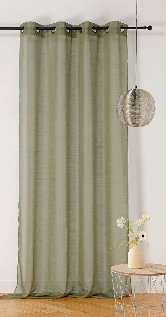 Silkeblød semi-transparent gardinvoile — olivengrøn, syet som færdigt gardin