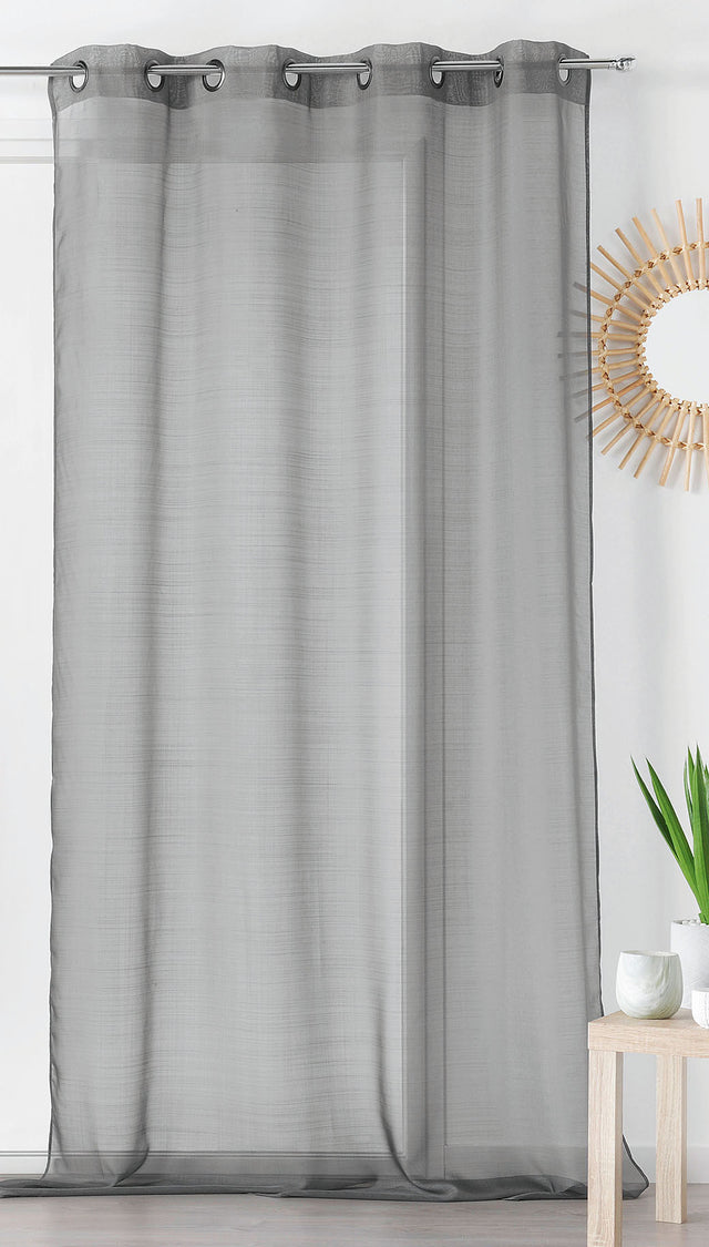 Silkeblød semi-transparent gardinvoile — antracitgrå, syet som færdigt gardin
