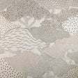 Jacquard-gardinstof med japansk landskabsmotiv — hørbeige, stofprøve