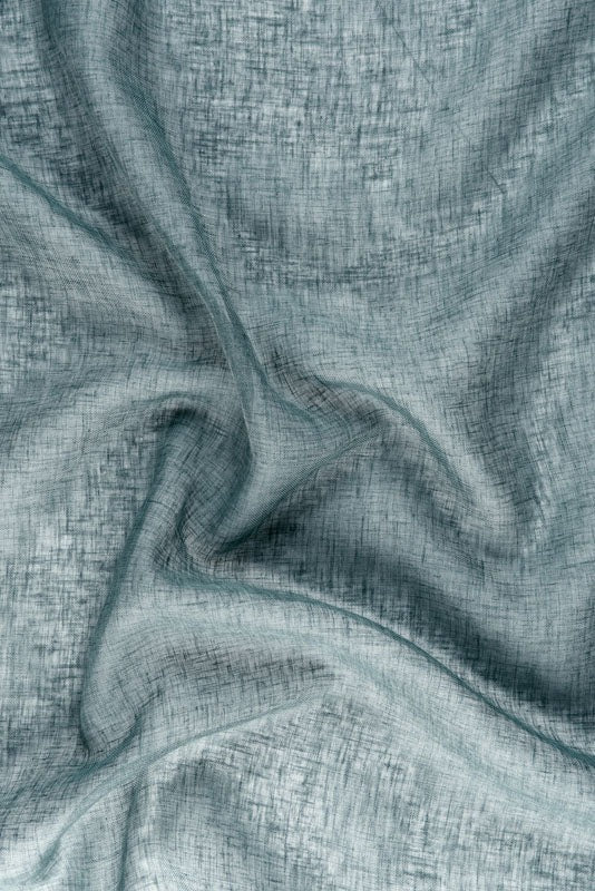 Let hør-voile med naturstruktur — røgblå, stofprøve