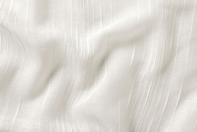 Let hør-voile med fine naturstriber — hvid, stofprøve
