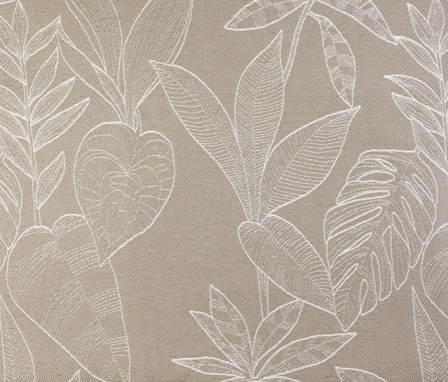 Isolerende jacquard med bladmotiv og fleecebagside — taupe, stofprøve