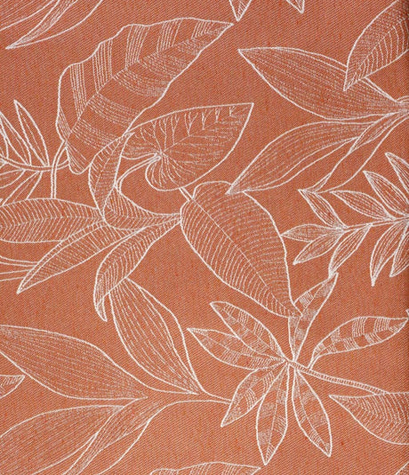 Isolerende jacquard med bladmotiv og fleecebagside — brændt orange, stofprøve