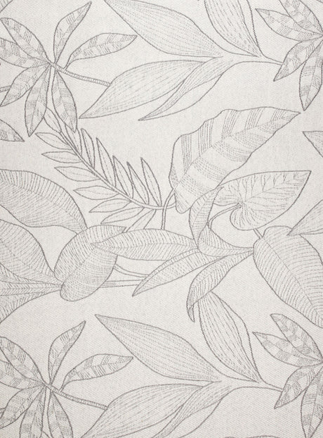 Isolerende jacquard med bladmotiv og fleecebagside — ecru, stofprøve