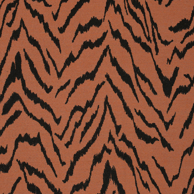 Jacquard gardinstof med tigermønster — terrakotta & sort, stofprøve