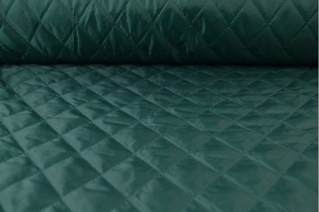 MØRKEGRØN QUILT STOF MED VATTERET BAGSIDE