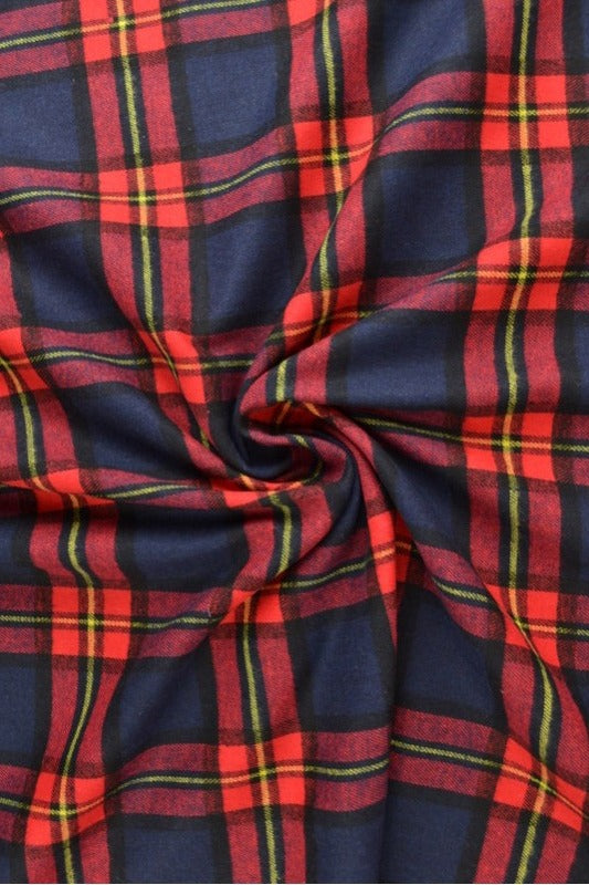 RØD OG NAVYBLÅ SKOTSKTERNET FLANNEL