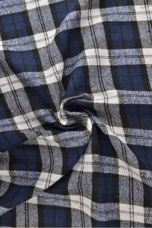 MØRKEBLÅ OG HVID SKOTSKTERNET FLANNEL