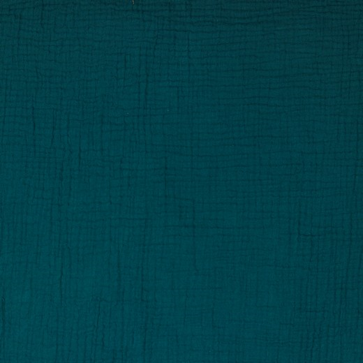 MØRK CYAN DOUBLE GAUZE ØKOLOGISK MUSSELIN – BLØD OG ÅNDBAR