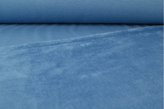 STÅLBLÅ BØRSTET SWEATSHIRTSTOF – BLØD ISOLI MED STRÆK