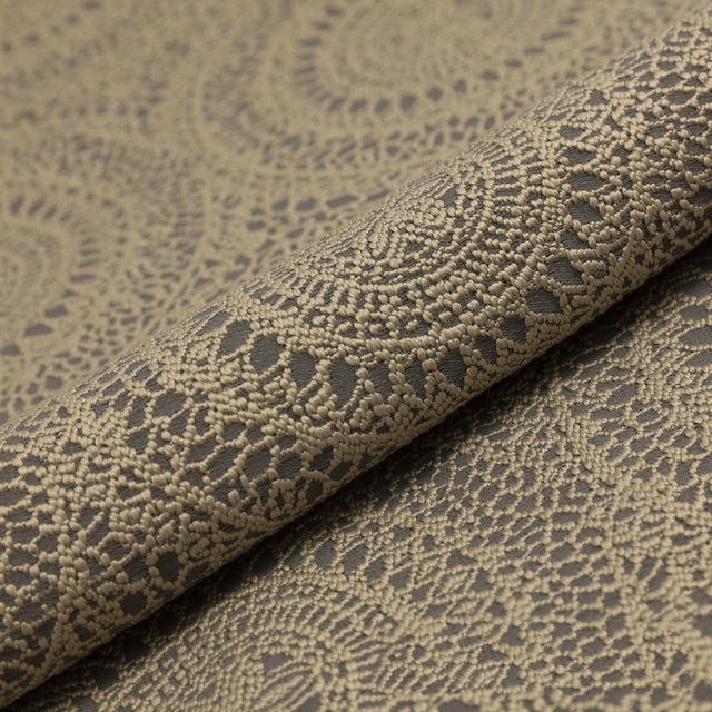 SANDBEIGE BLONDE PÅ MØRKEBRUN LILLY JACQUARD MØBELSTOF – BLONDEMØNSTER