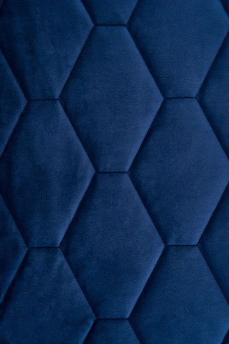 KLASSISK MARINEBLÅ MAGIC VELVET 3D – QUILTET VELOUR MED SEKSKANTMØNSTER