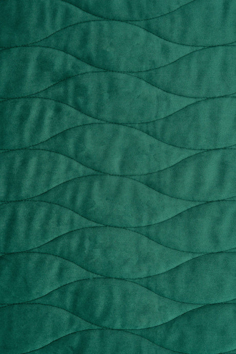 MØRK SMARAGDGRØN MAGIC VELVET 3D – QUILTET VELOUR MED BØLGEMØNSTER