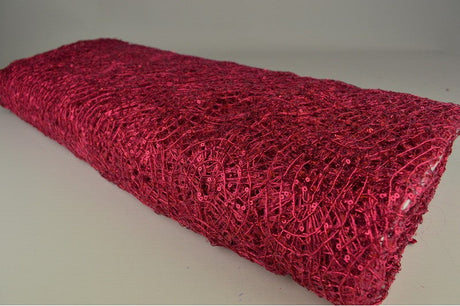 PINK NET PAILLETSTOF – SMÅ 2–3 MM PAILLETTER, UDEN STRÆK