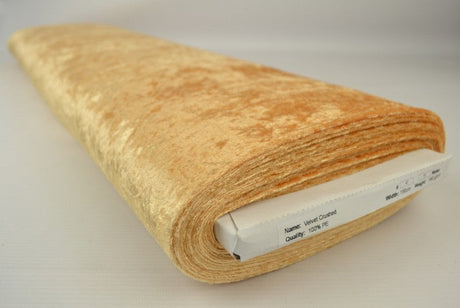 OKKERGUL NERVØS VELOUR – STRIKKET, STRÆKBAR & GLANSFULDT FALD