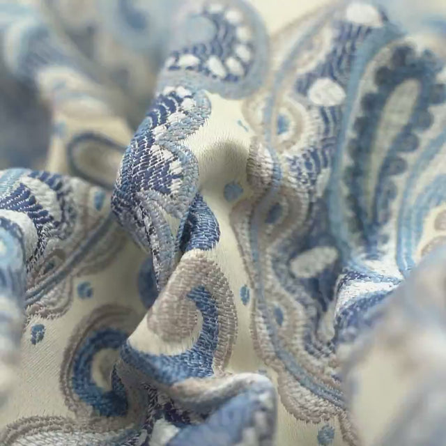 OKKERGUL PAISLEY PÅ SAND BOMBAJ JACQUARD MØBELSTOF – PAISLEY-MØNSTER