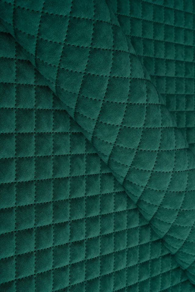 KLAR MALAKITGRØN UTTARIO VELVET 3D – QUILTET VELOUR MED RUDEMØNSTER