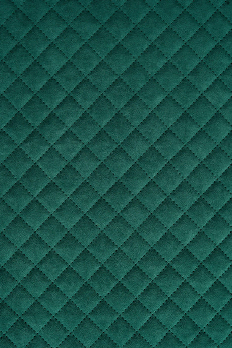 DÆMPET GRANGRØN UTTARIO VELVET 3D – QUILTET VELOUR MED RUDEMØNSTER