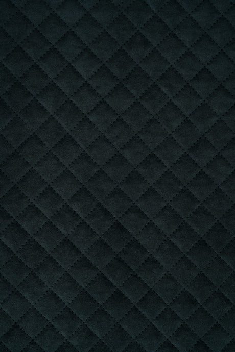 MØRK GRAFITSORT UTTARIO VELVET 3D – QUILTET VELOUR MED RUDEMØNSTER