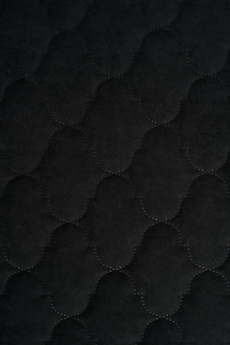 MØRK GRAFITSORT UTTARIO VELVET 3D – QUILTET VELOUR MED BOBLEMØNSTER