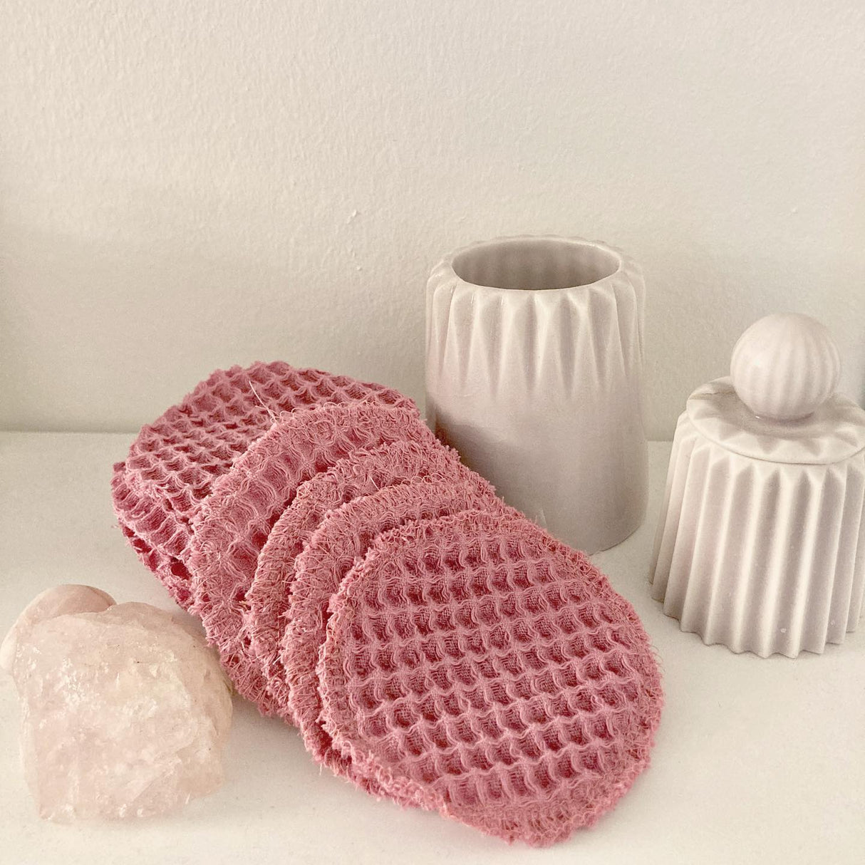VINTAGE MØRK LYSERØD VAFFEL PIQUÉ – ABSORBERENDE & HURTIGTTØRRENDE