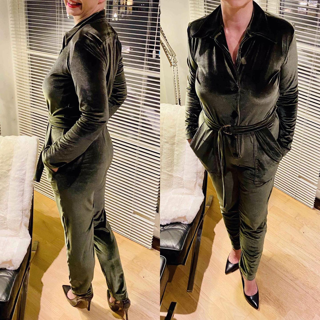 NAVY VELOUR MED STRÆK