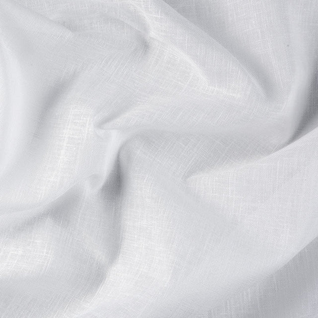 Nærbillede af vævningen i hvid — semi-transparent voile i linnedlook