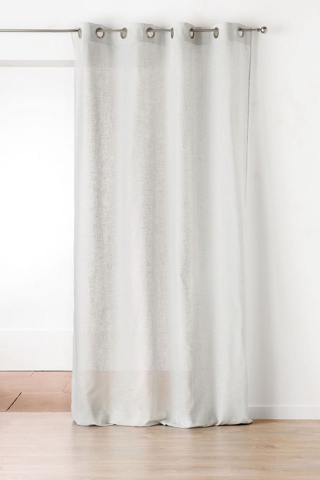 Mint semi-transparent voile i linnedlook — hængende som gardin