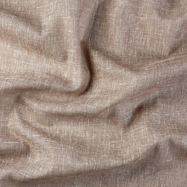 Semi-transparent voile i linnedlook, Taupe — gardinstof i fuld bredde