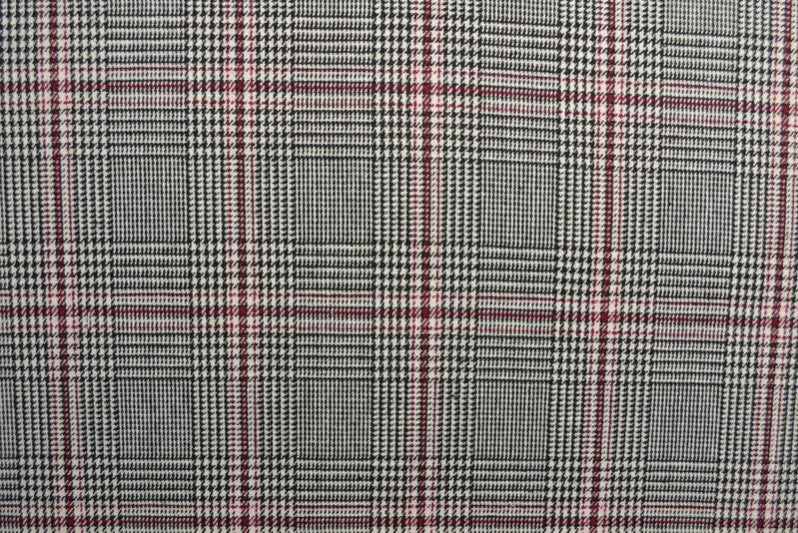 SORT, HVID OG RØD TWEED MED HOUNDSTOOTH TERN