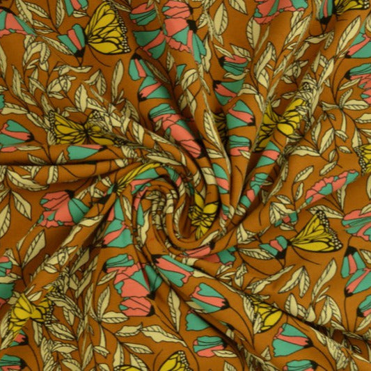 OCKRA BOMULLSRÖJA MED FJÄRILAR