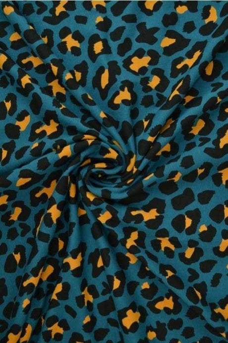 G&M Bomuldsjersey MØRK PETROLEUM BOMULDSJERSEY M. LEOPARD PRINT