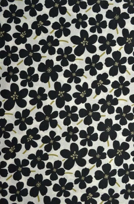 G&M Bomuldspoplin HVID BOMULDSPOPLIN M. SORTE ANEMONER