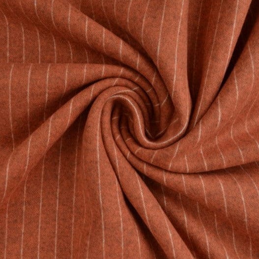 Garn & Metervarer Strikket Bomuldsflannel TERRACOTTA TYK STRIBET FLANNEL