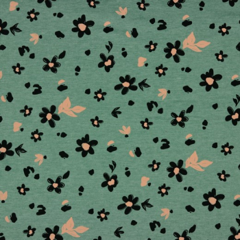 JERSEY FLOWERS - DARK MINT MELANGE