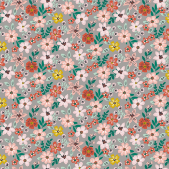 BABYCORD FLORAL PARTY - GREY